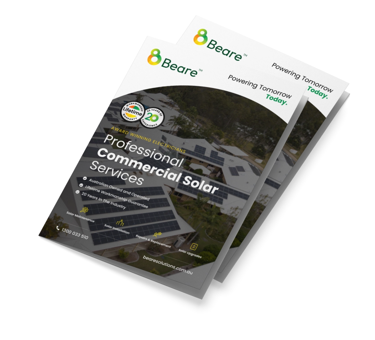 Beare Commercial Solar Guide ebook or brochure cover from Beare Group for businesses considering commercial solar installations